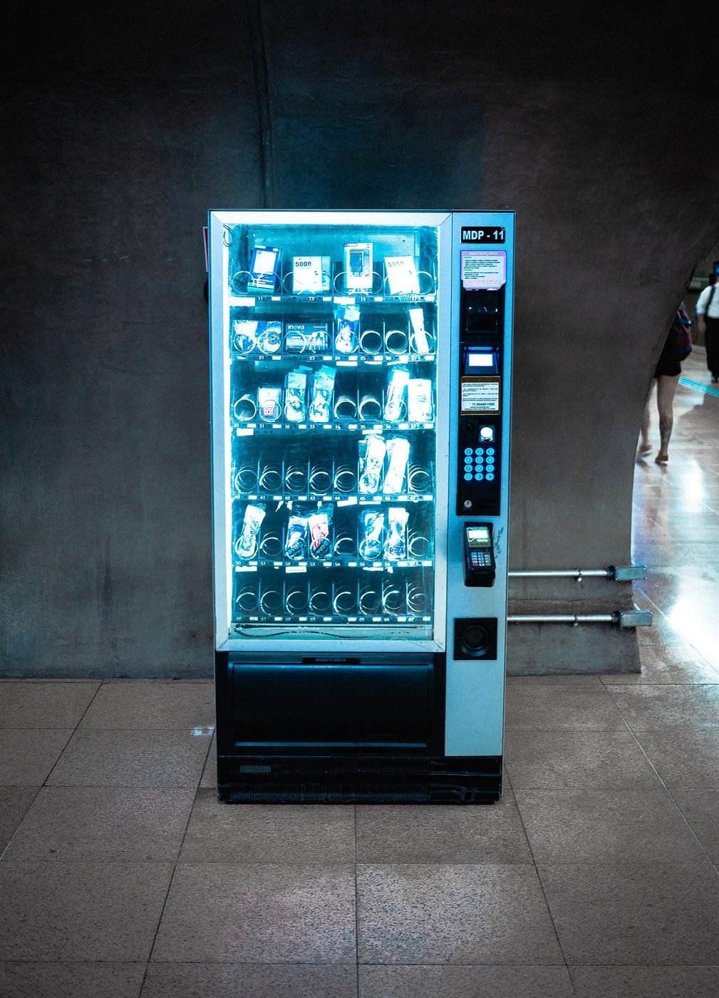 Modern glass-front vending machine